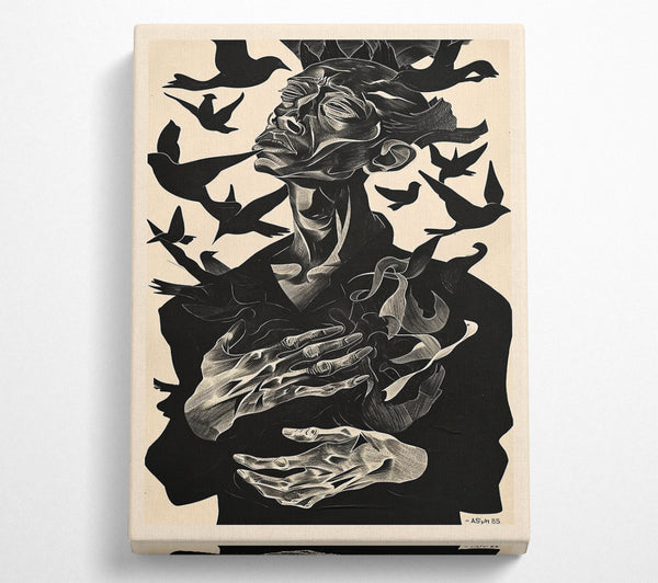  A Canvas Print of Black Embrace Of Birds Canvas Wall Art