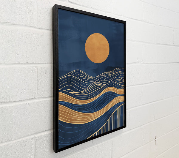 Golden Waves On Blue