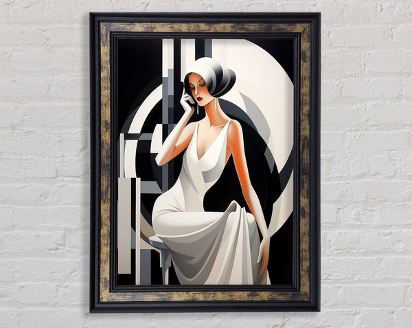 Vintage Woman Fashion Dress Framed Print