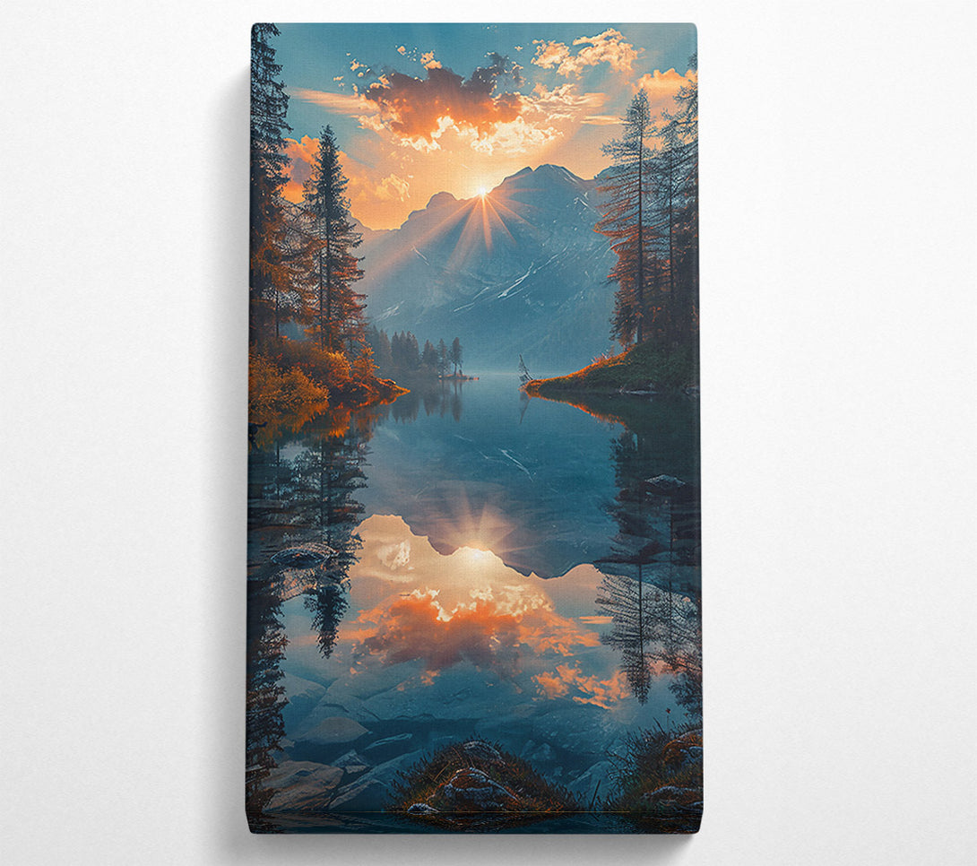  A Canvas Print of Orange Mountain Reflection Canvas Art