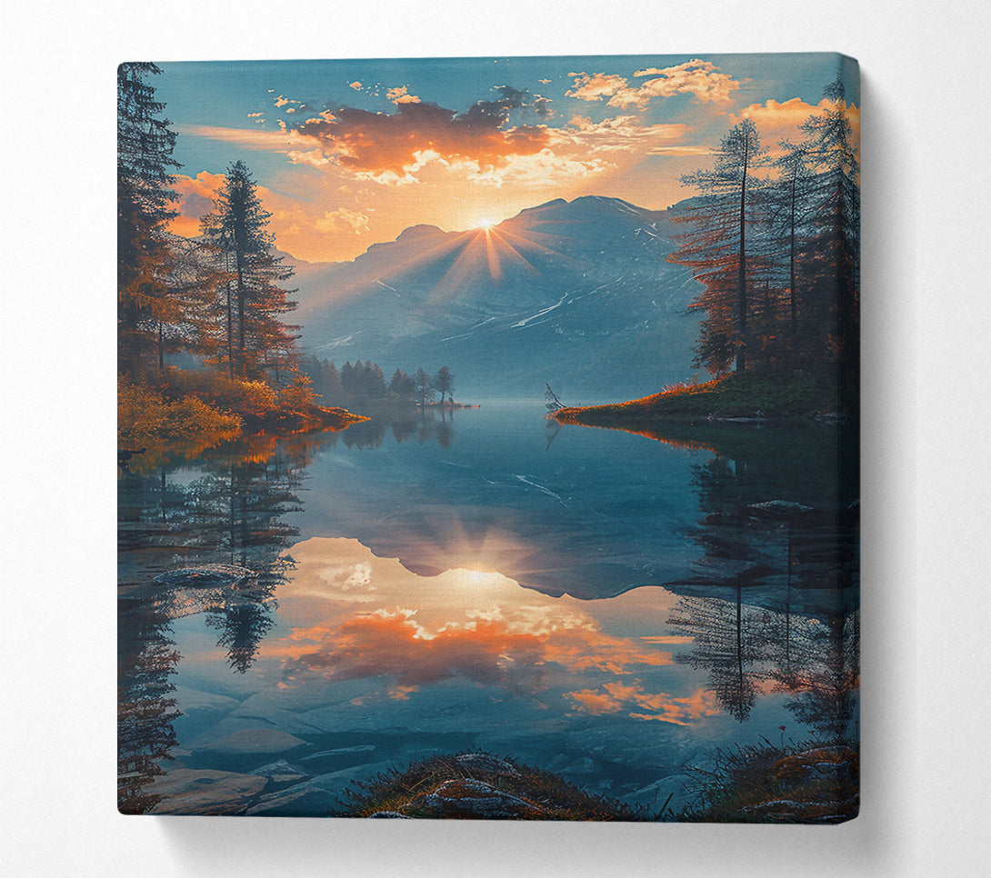  A Canvas Print of Orange Mountain Reflection Canvas Art