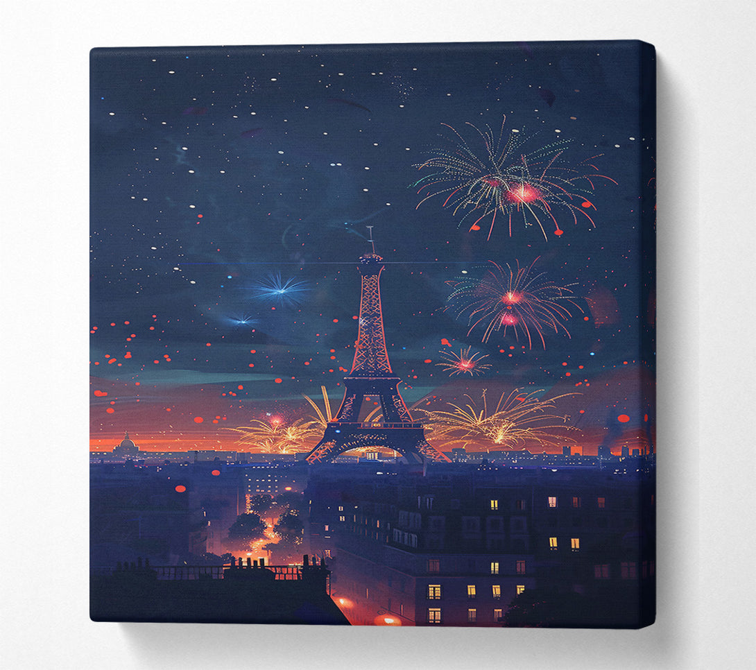  A Canvas Print of Red Sky Paris Night Canvas Print