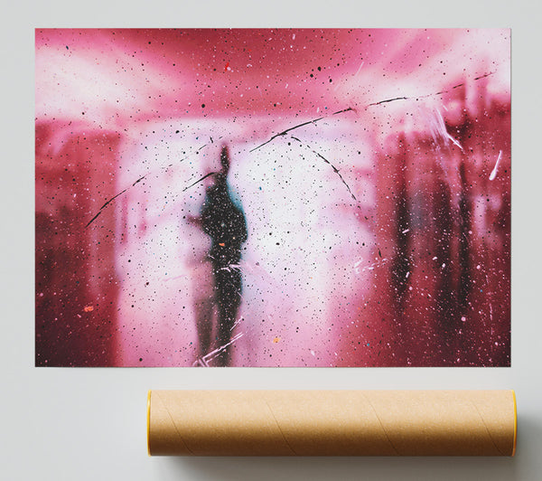 Pink Figure Through Glass