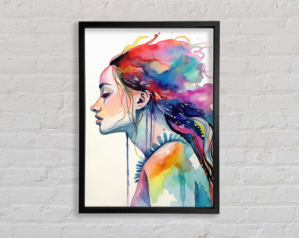 Watercolour Flower Hair Framed Print