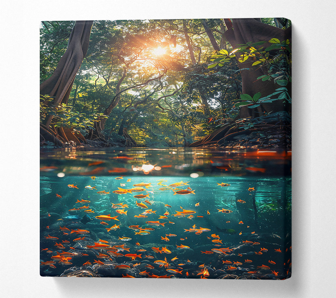  A Canvas Print of Golden Sunken Forest Canvas Wall Art