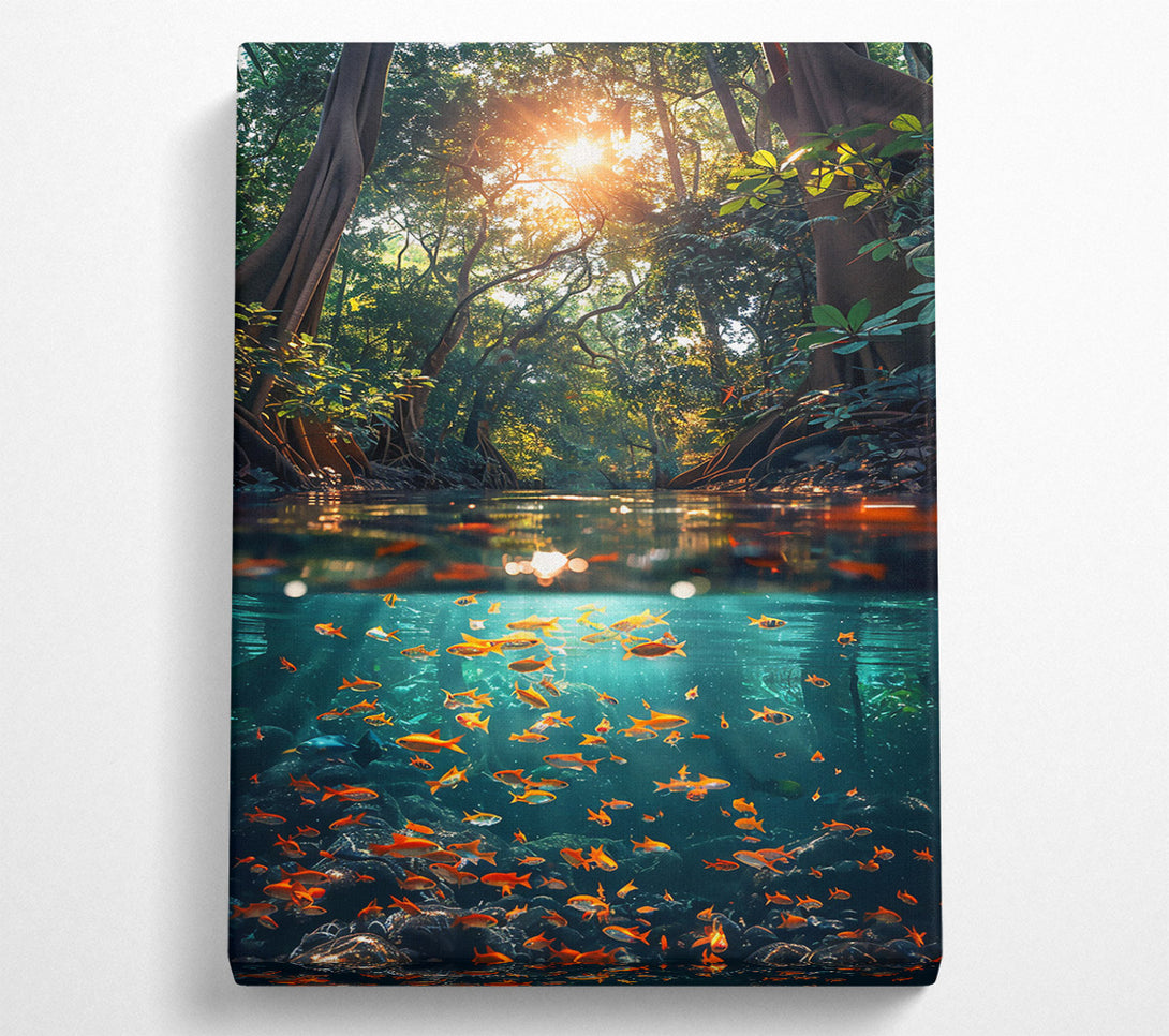  A Canvas Print of Golden Sunken Forest Canvas Wall Art