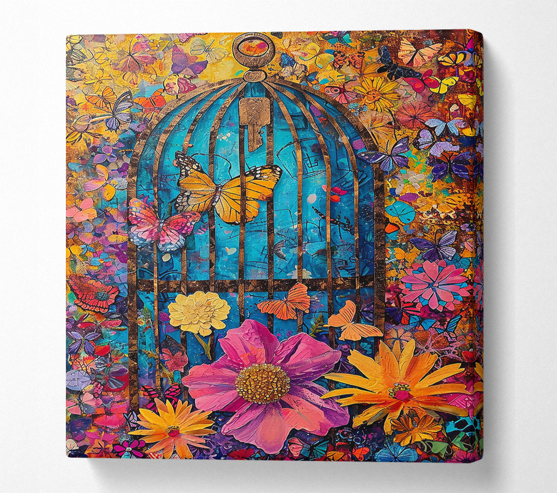  A Canvas Print of Blue Butterfly Cage Canvas Wall Art