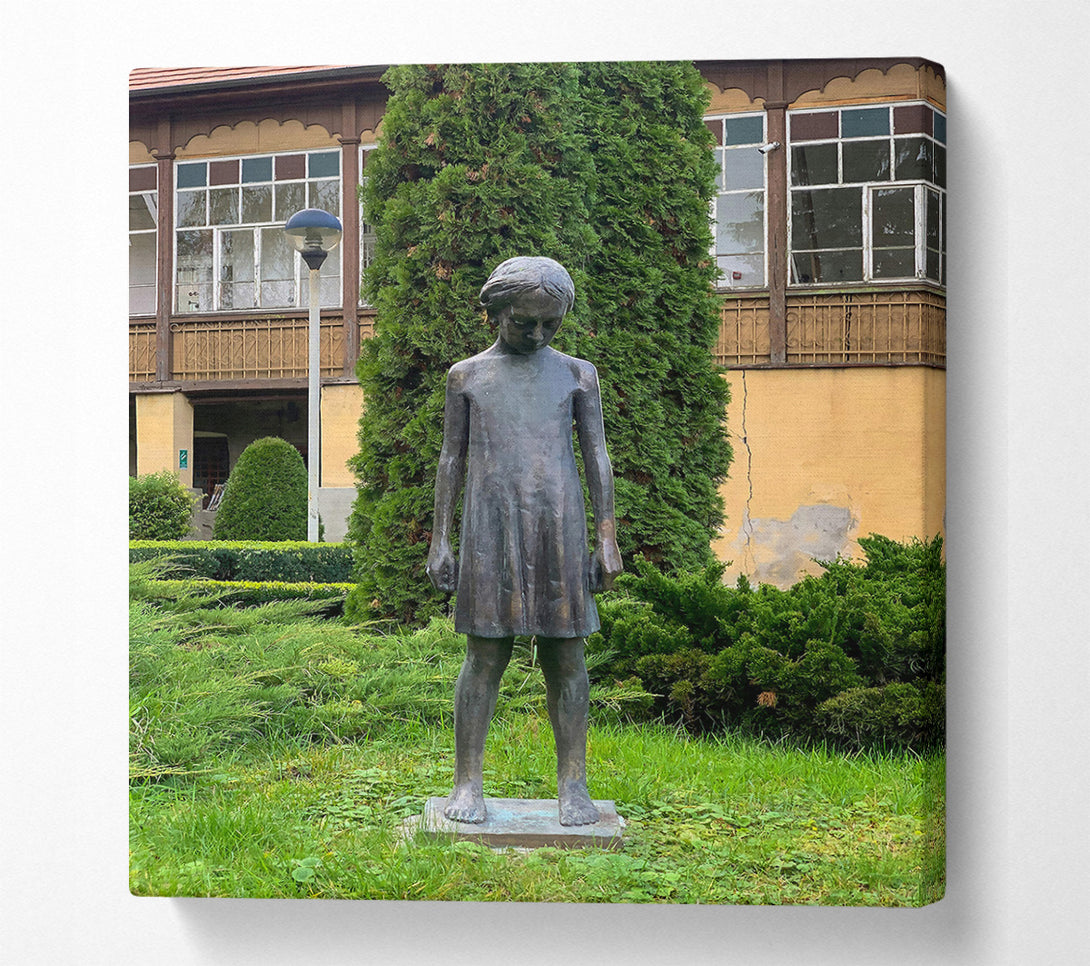  A Canvas Print of Bronze Girl In Green Canvas Print