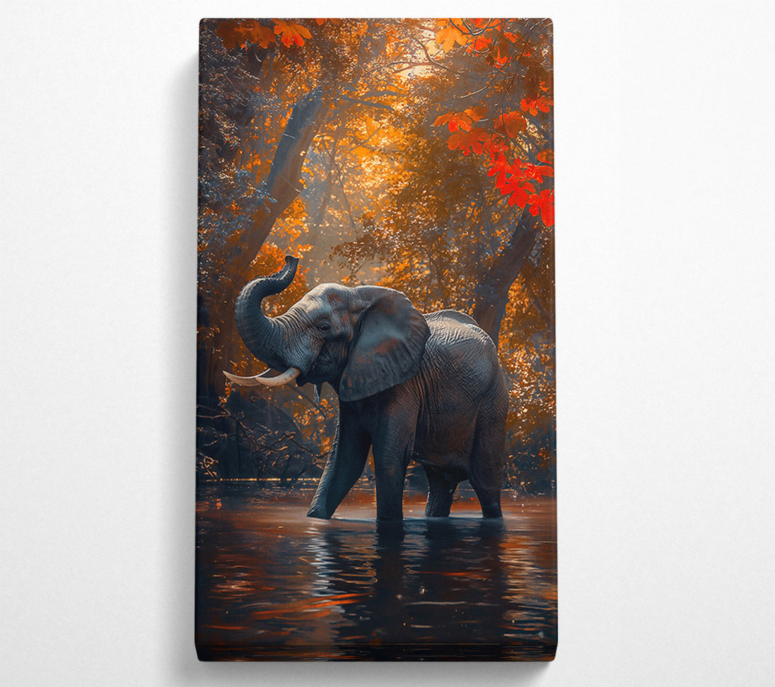  A Canvas Print of Golden Elephant In Water Canvas Print