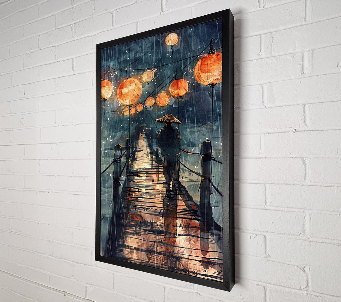  A Canvas Print of Orange Lantern Rain Canvas Wall Art