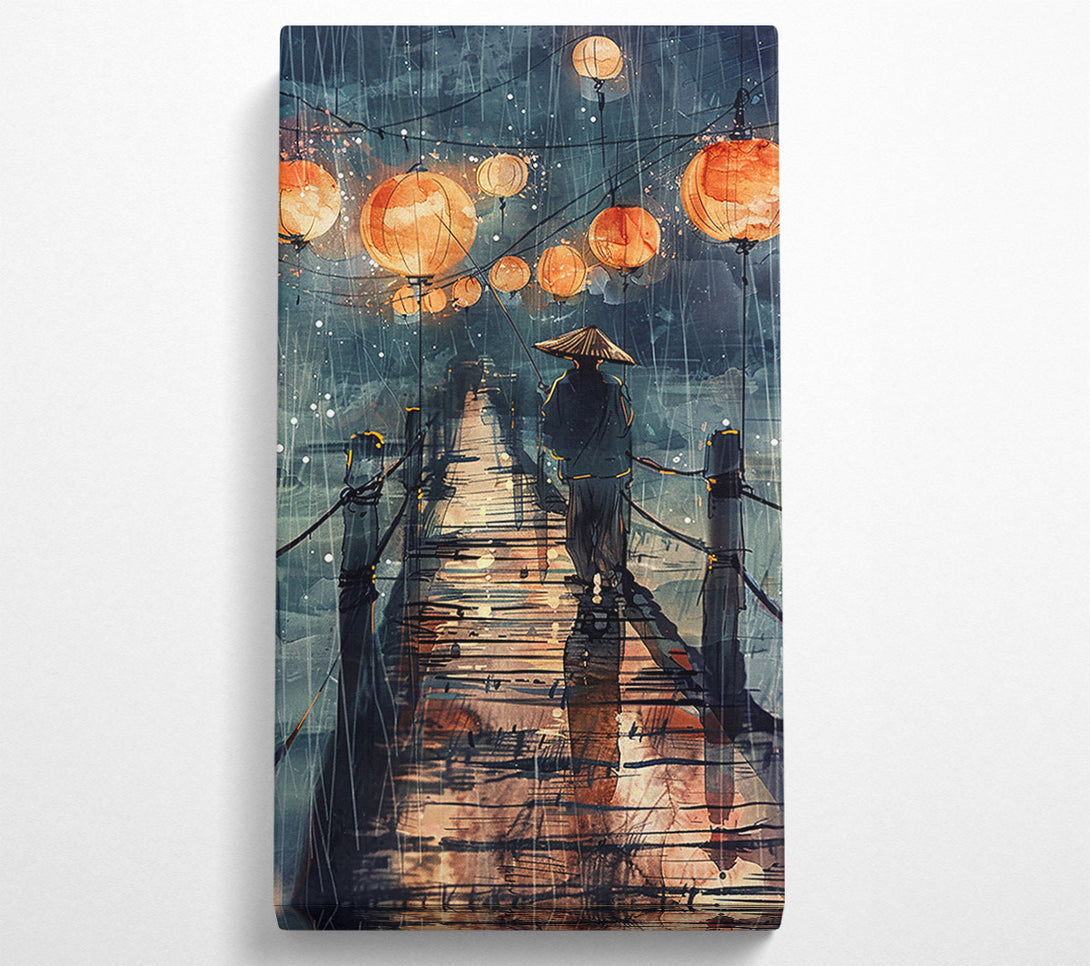 A Canvas Print of Orange Lantern Rain Canvas Wall Art