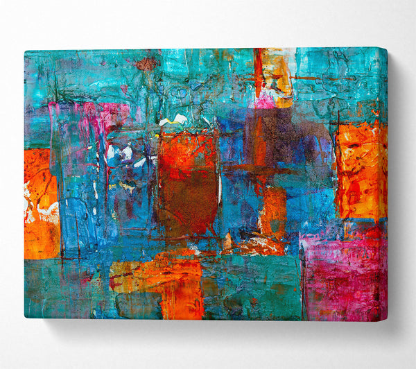  A Canvas Print of Azure Abstract Impression Canvas Art