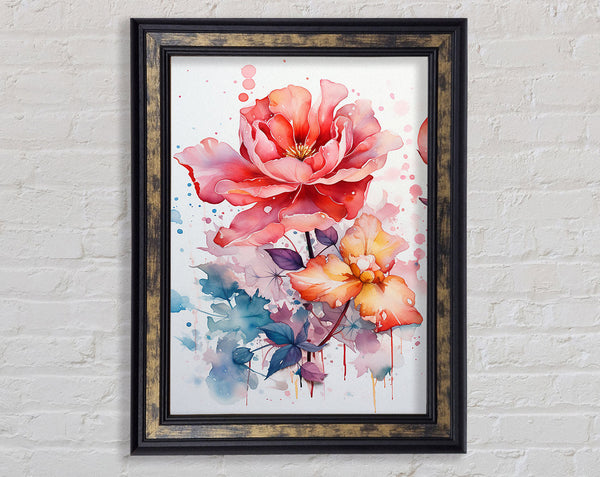 Watercolour Splat Flower Framed Print