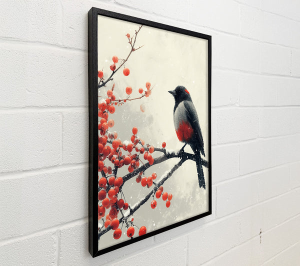 Red Bird On Snow Branch