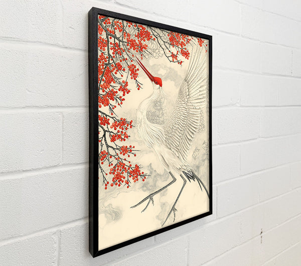 Crimson Crane Soaring