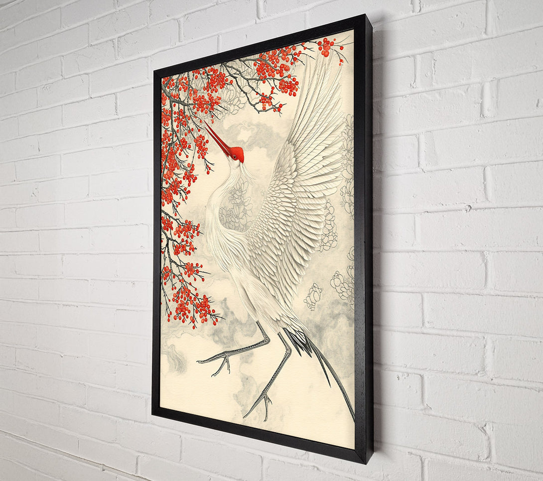  A Canvas Print of Crimson Crane Soaring Canvas Wall Art