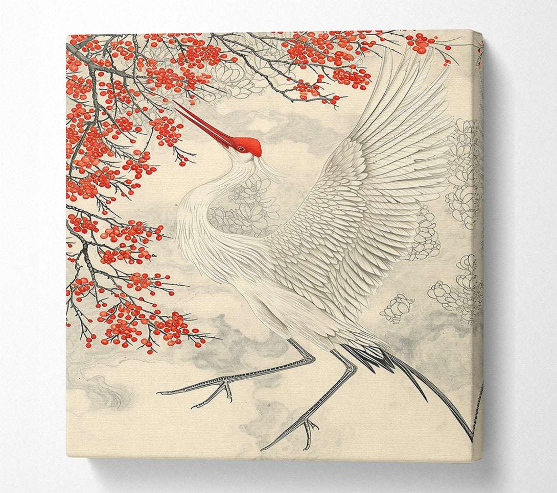  A Canvas Print of Crimson Crane Soaring Canvas Wall Art