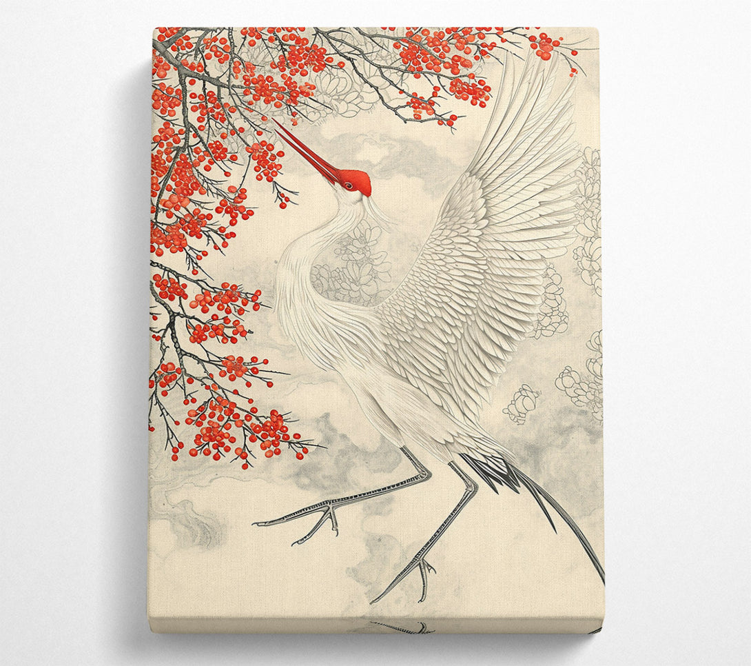  A Canvas Print of Crimson Crane Soaring Canvas Wall Art