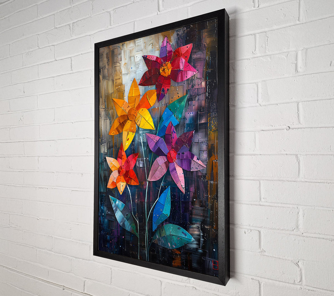  A Canvas Print of Crimson Floral Collage Canvas Wall Art