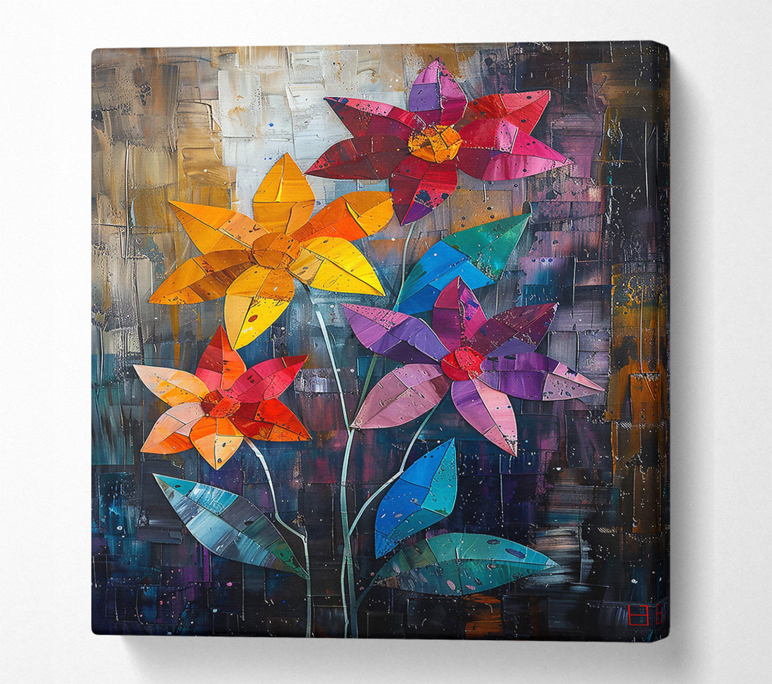  A Canvas Print of Crimson Floral Collage Canvas Wall Art