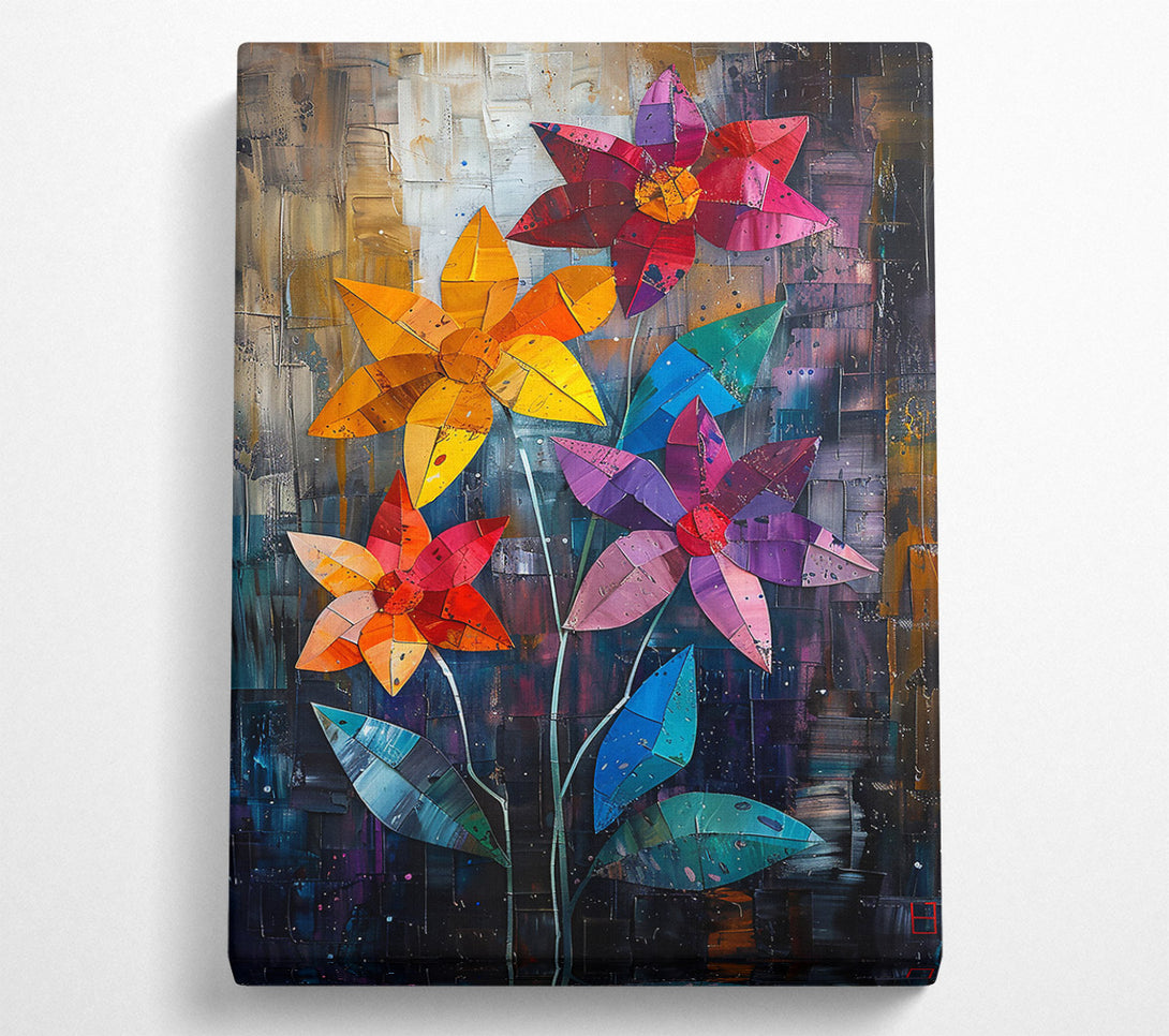  A Canvas Print of Crimson Floral Collage Canvas Wall Art