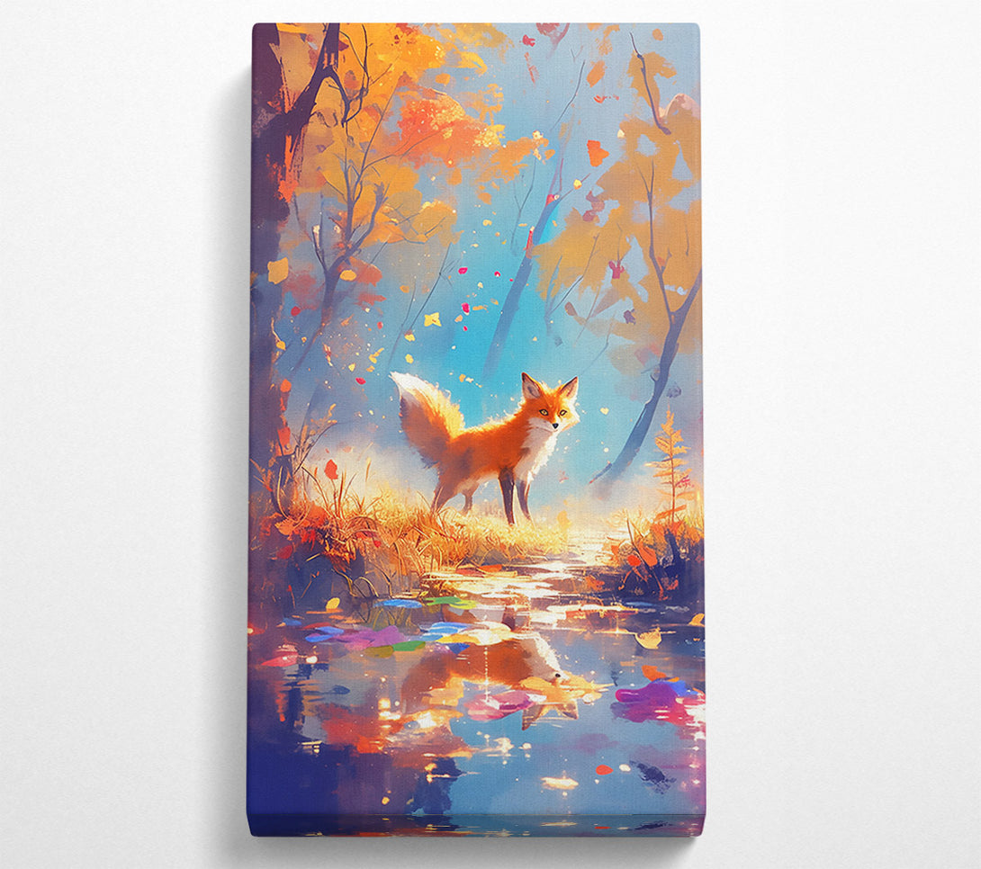  A Canvas Print of Golden Fox Reflection Canvas Print