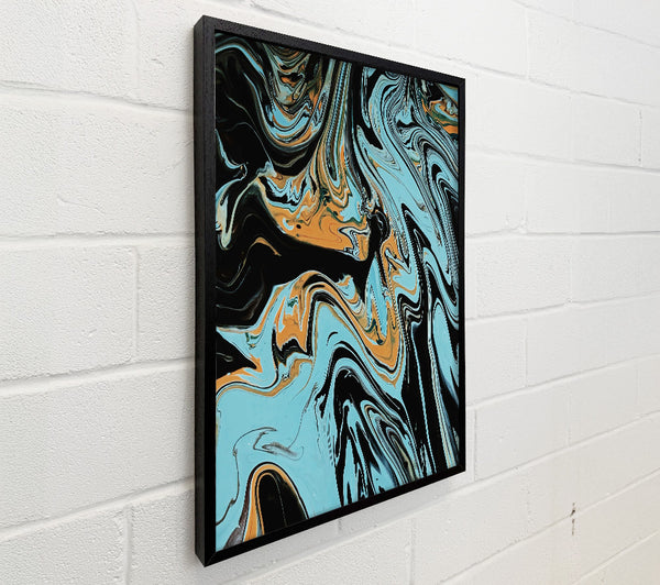 Aqua And Black Swirls