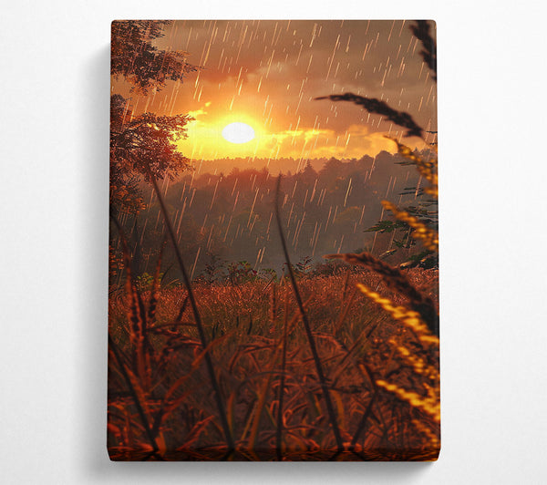  A Canvas Print of Golden Sunset Rain Canvas Art