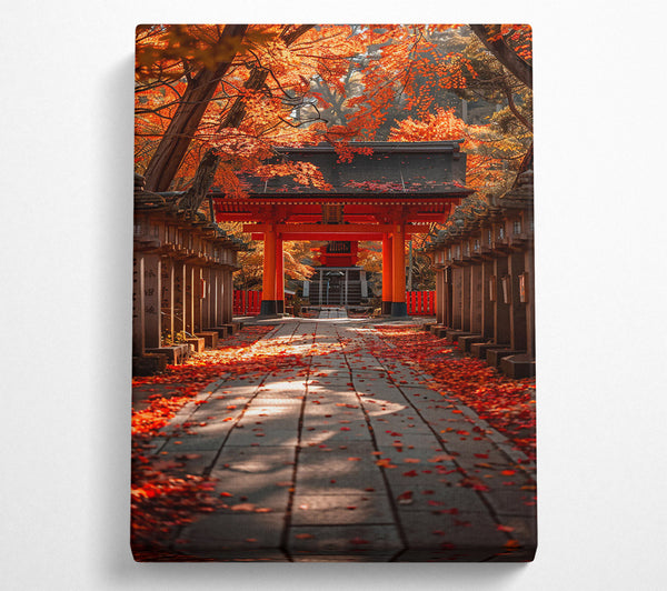  A Canvas Print of Crimson Autumn Path Canvas Art