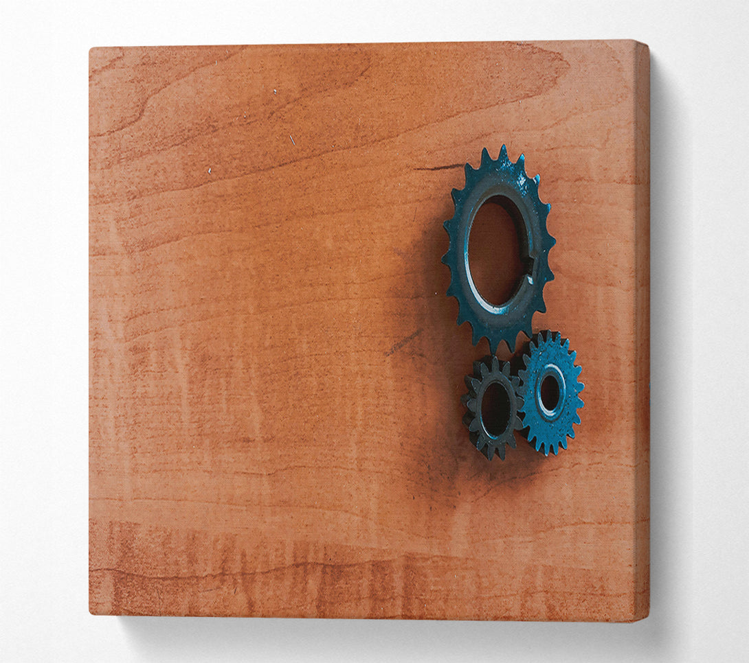  A Canvas Print of Brown Wooden Gears Canvas Art