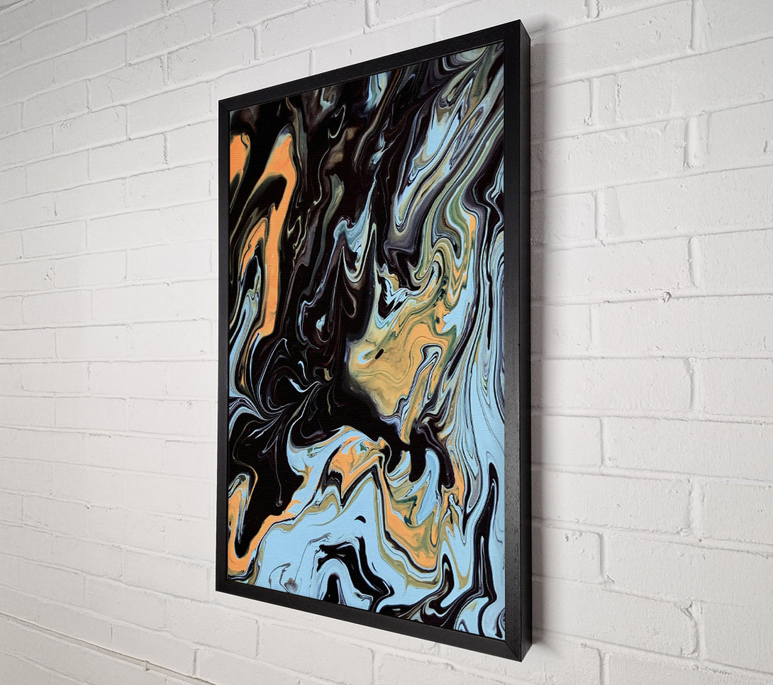  A Canvas Print of Azure Swirls Of Black Canvas Art