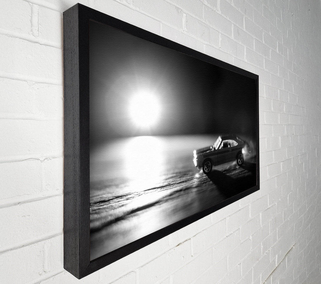  A Canvas Print of White Car In The Night Canvas Print
