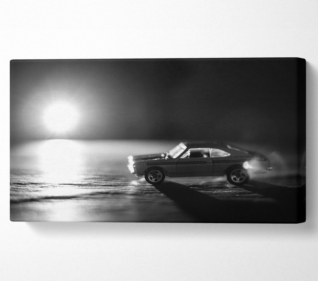  A Canvas Print of White Car In The Night Canvas Print