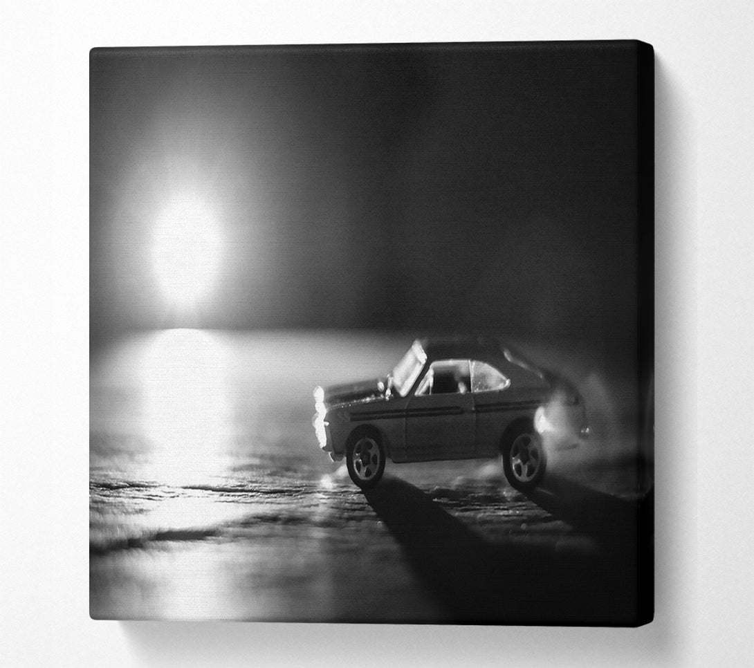  A Canvas Print of White Car In The Night Canvas Print