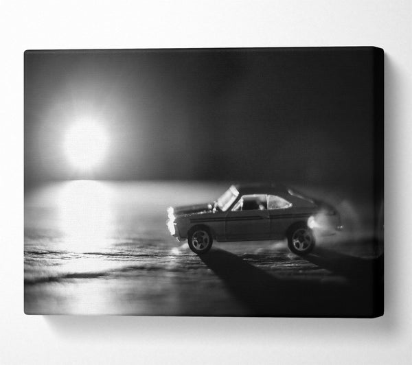  A Canvas Print of White Car In The Night Canvas Print