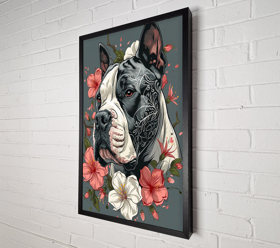  A Canvas Print of Black Dog And Blossoms Canvas Art