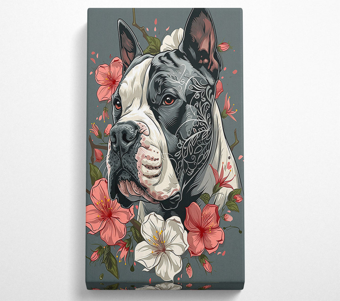  A Canvas Print of Black Dog And Blossoms Canvas Art