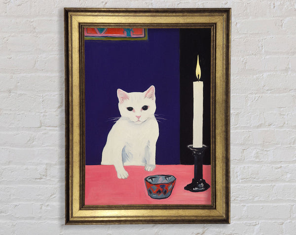 White Candle Still Life Framed Print