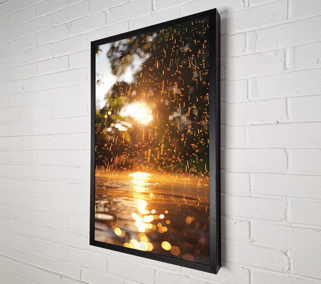  A Canvas Print of Golden Water Drops Canvas Print