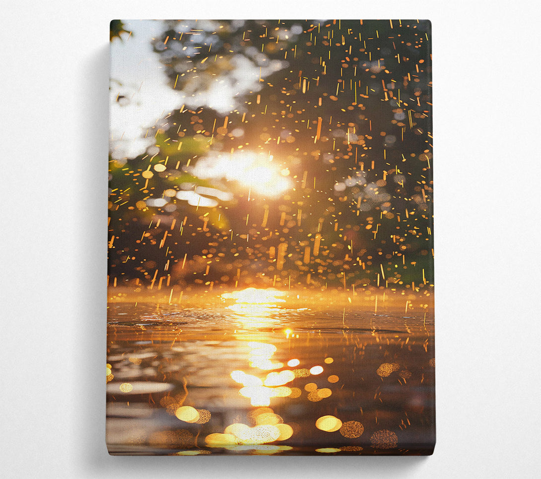  A Canvas Print of Golden Water Drops Canvas Print