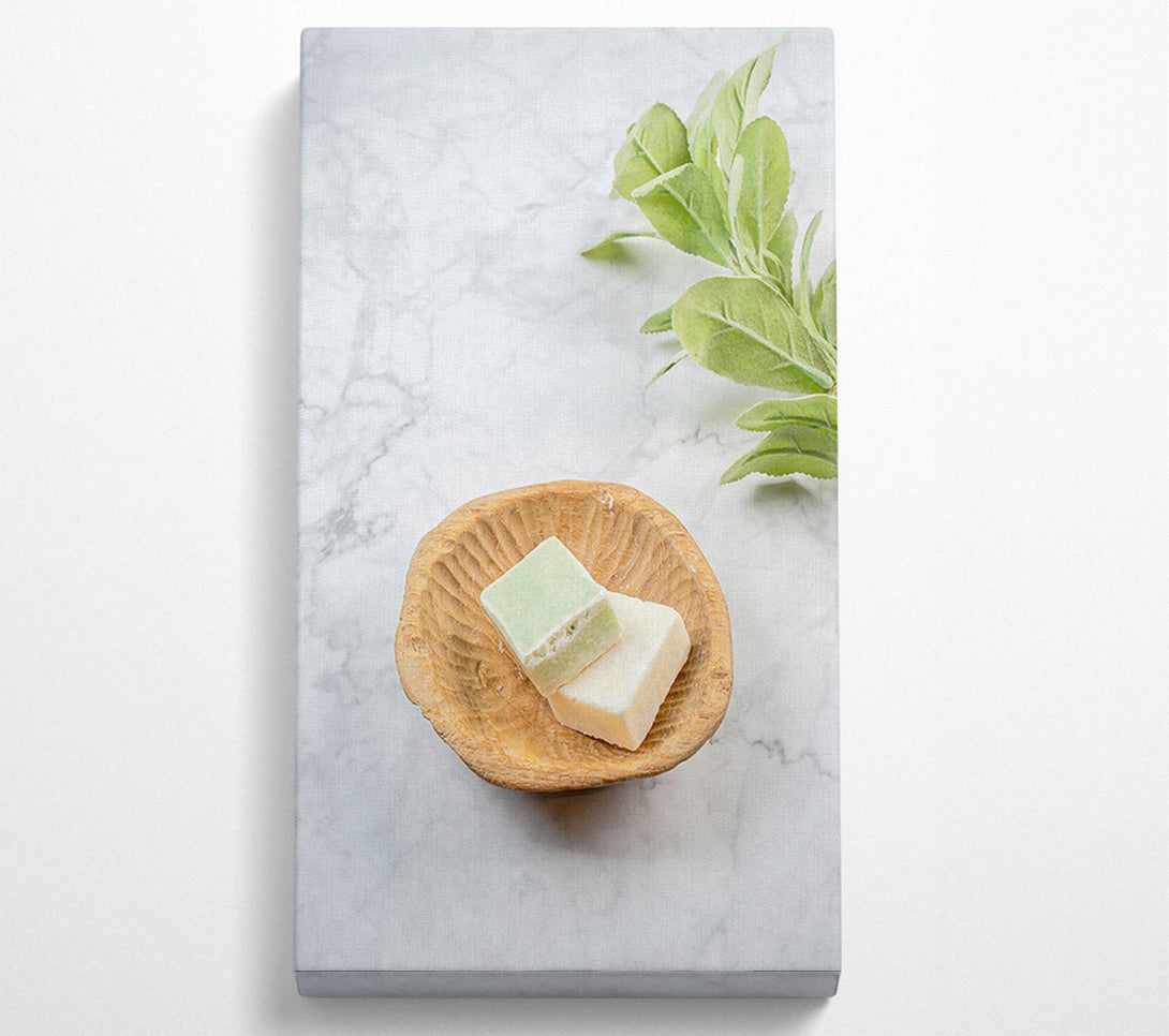  A Canvas Print of Green Soaps In Bowl Canvas Print