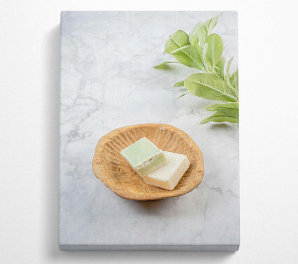 A Canvas Print of Green Soaps In Bowl Canvas Print