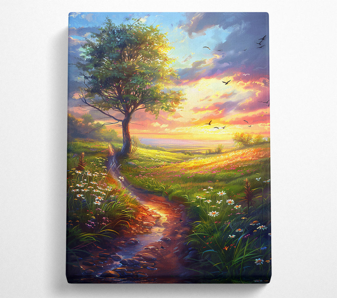  A Canvas Print of Golden Stream'S Embrace Canvas Art