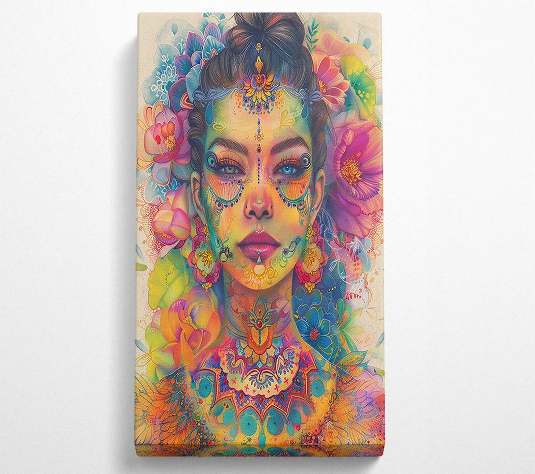  A Canvas Print of Golden Floral Portrait Canvas Print