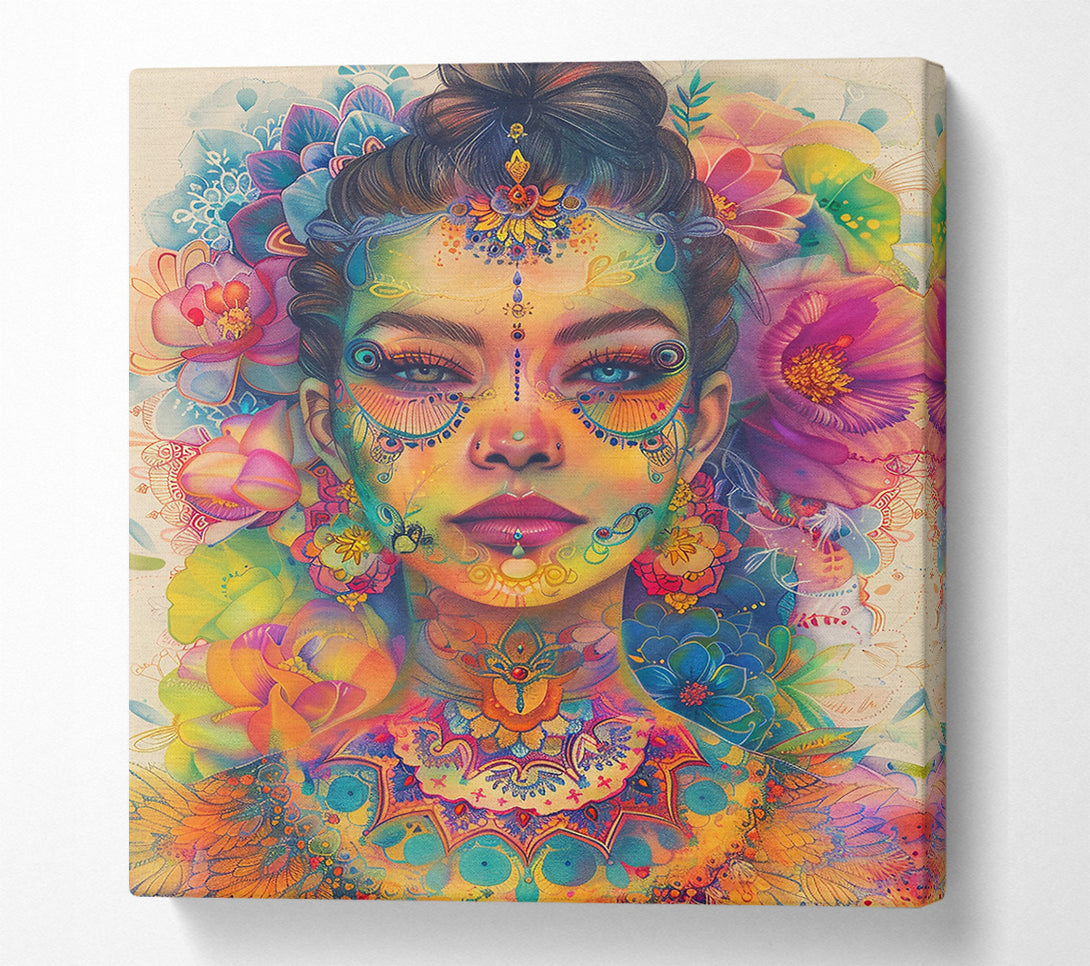  A Canvas Print of Golden Floral Portrait Canvas Print