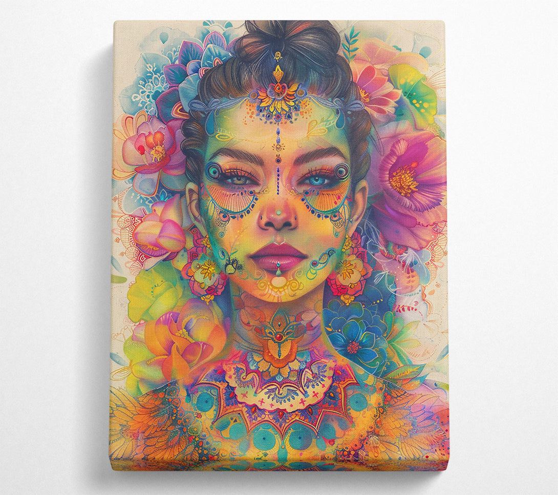  A Canvas Print of Golden Floral Portrait Canvas Print