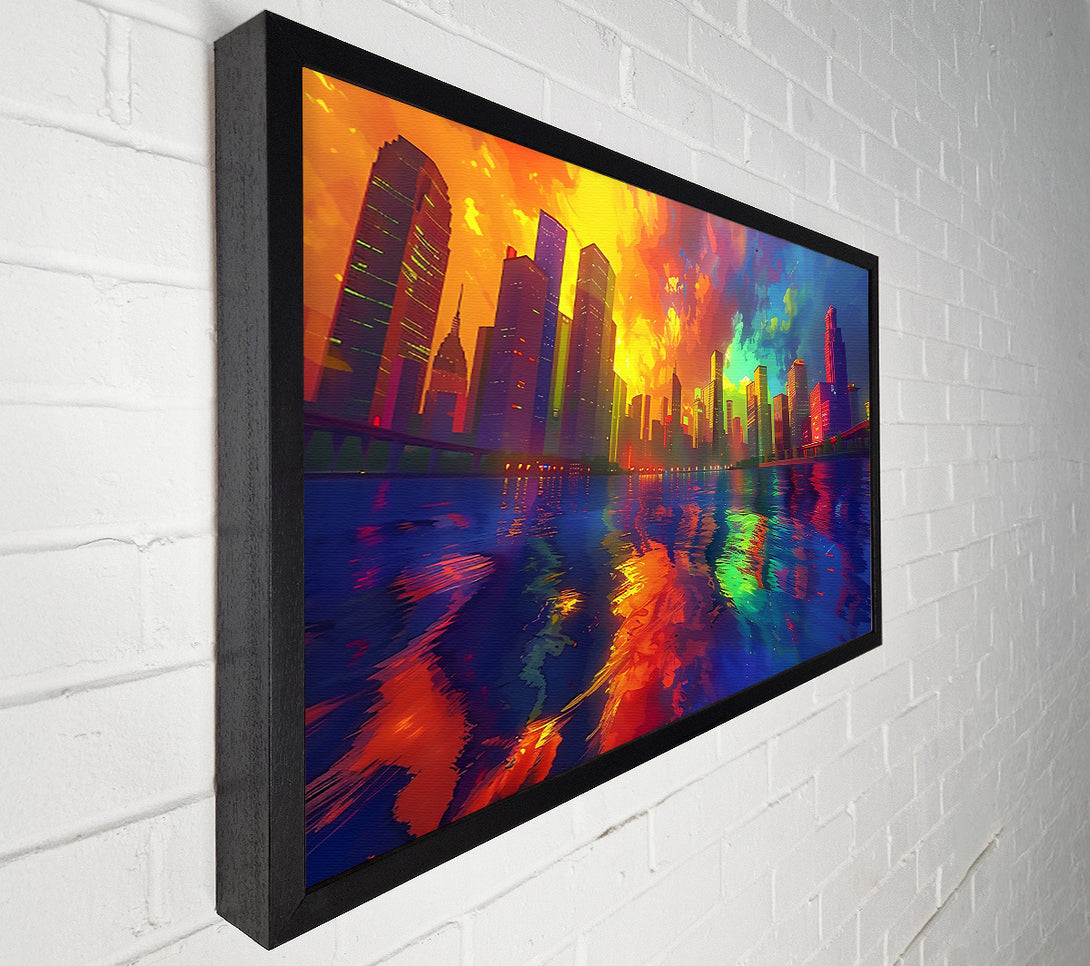  A Canvas Print of Crimson Cityscape Reflection Canvas Print