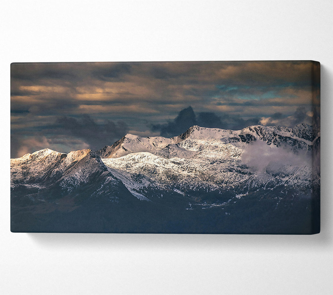  A Canvas Print of Golden Snowcapped Peaks Canvas Art