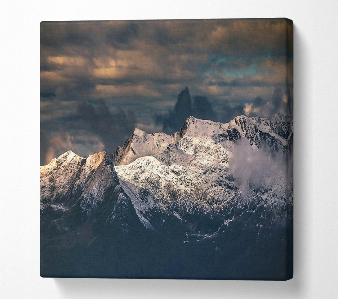  A Canvas Print of Golden Snowcapped Peaks Canvas Art