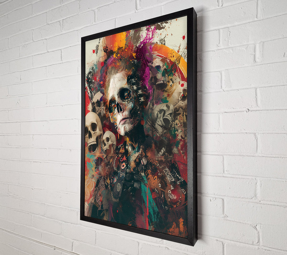  A Canvas Print of Orange Painted Skull Canvas Wall Art